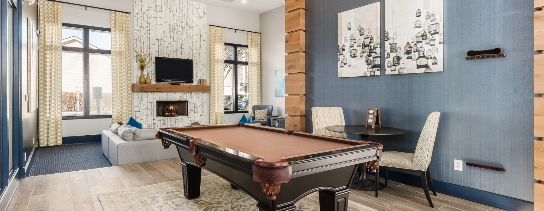 Pool table in apartment clubhouse